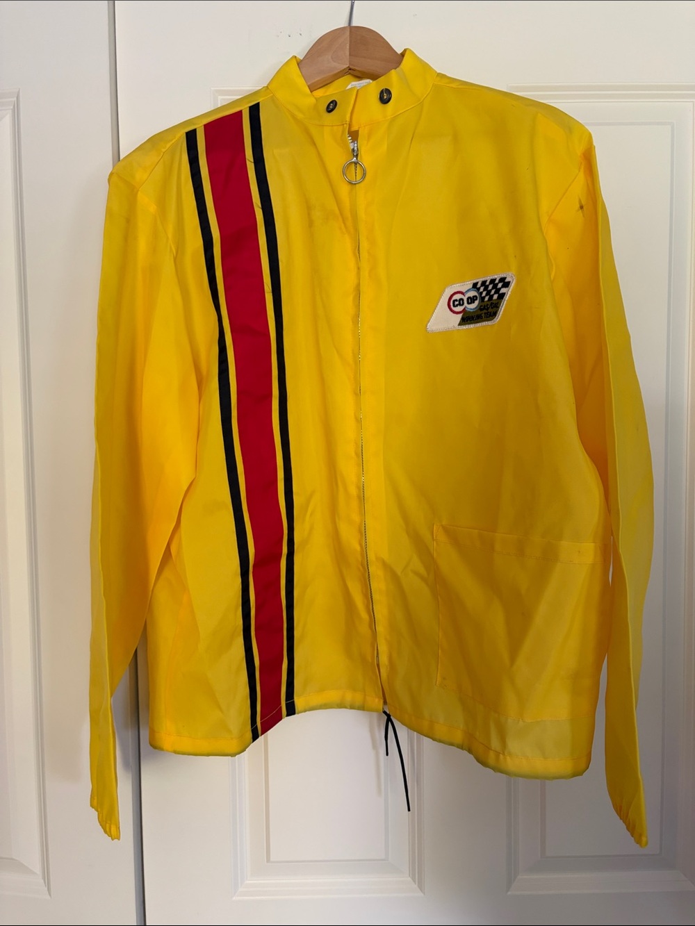 Yellow Racing-Stripe Windbreaker Jacket